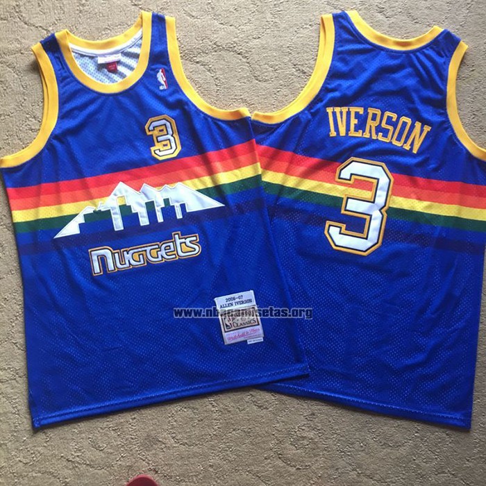 Camiseta Denver Nuggets Allen Iverson NO 3 Hardwood Classics 2006-07 Azul